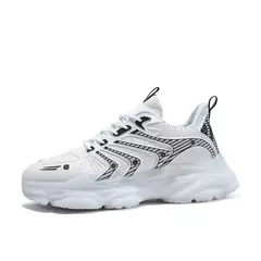 Sapato desportivo de sola grossa respirável masculino, sapato casual antiderrapante, malha, preto, tênis de caminhada, moda - Wolf Magazine