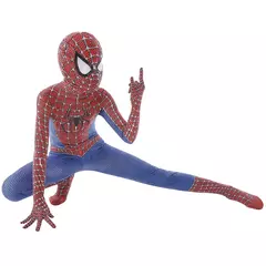 Crianças super-herói homem aranha traje elastano macacão halloween cosplay trajes bodysuit crianças cabeça capa separação festa conjunto - loja online