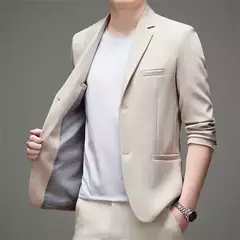 Jaqueta justa de manga comprida masculina, terno de negócios, blazers casuais, gola de casaco, terno diário, 3 cores opcionais, nova para primavera e outono - comprar online
