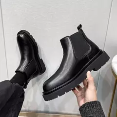 Chuteira de plataforma preta masculina, bota de tornozelo, sapato de escorregar, moda, outono, inverno, novo, 2022 - comprar online
