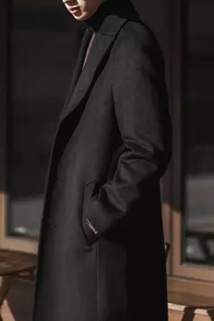 Casaco de mistura de lã único masculino Mauroicardi, sobretudo longo preto quente, roupa de alta qualidade, luxo, outono, inverno, 2022 - loja online