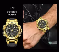 LIGE-Relógio de pulso impermeável LCD Dual Display masculino, relógios esportivos, despertador, militar, quartzo, novo, 50m