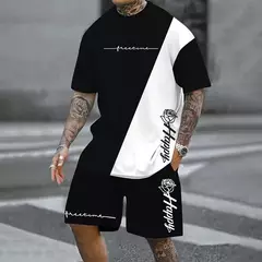 Conjunto de camiseta e shorts casuais masculinos, tops de praia estampados em 3D, moda streetwear, roupas esportivas, estilo havaiano, novo, 2 peças - Wolf Magazine