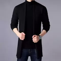 Cardigan de tricô masculino, suéter útil, casaco todo, outono e inverno
