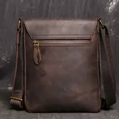 Saco crossbody escuro de couro genuíno vintage, saco masculino, bolsa de ombro de couro, saco do telefone, saco do iPad, 7.9 ", moda - Wolf Magazine