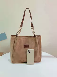 Imagem do Sacola de camurça de grande volume para senhoras, elegante com uma bolsa de ombro