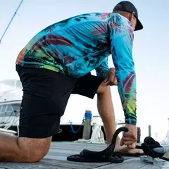 Imagem do Camisetas masculinas de pesca manga longa, roupas com protetor solar ao ar livre, camisas casuais anti-UV, estampa peixe, verão, novidade
