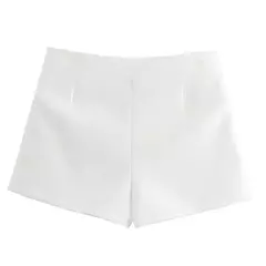Imagem do TRAF-minissaia e minissaia de cintura alta feminina, streetwear de verão, shorts assimétricos, rosa e branco, moda