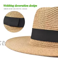 Chapéu Panamá de palha natural de aba larga para homens e mulheres, proteção UV, Fedora, chapéu de sol, verão de praia, atacado, tamanho grande, 56-58, 59-60cm, novo - Wolf Magazine