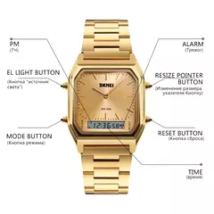 Imagem do Skmei-homens relógios de pulso 1220, casual, digital, dual time, esportes, cronógrafo, à prova d'água, quartzo, 3bar
