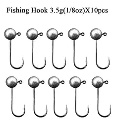 10 pçs/lote Jig Head Gancho De Pesca 1g 2g 3.5g 5g 7g 10g Bola Redonda Jig Head Hook Soft Worm Acessórios De Pesca