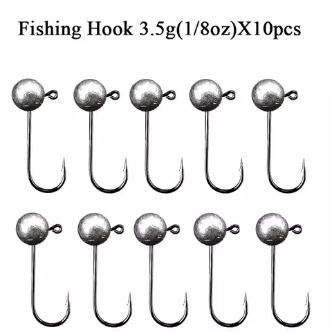 10 pçs/lote Jig Head Gancho De Pesca 1g 2g 3.5g 5g 7g 10g Bola Redonda Jig Head Hook Soft Worm Acessórios De Pesca