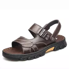 Sandálias de couro genuíno antiderrapante para homens, chinelos macios, sapatos casuais baixos, sapatos nobres masculinos, nova venda quente, 2024 - comprar online
