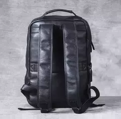Mochila de couro genuíno para homens, cavalo louco vintage mochila para laptop grande mochila diária mochila de viagem mochila para caminhadas na internet