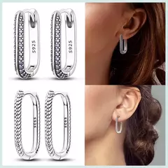 925 Sterling Silver Hypoallergenic Hoops Earrings com zircônia, jóias elegantes para mulheres e meninas, alta qualidade na internet
