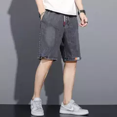 Y2k homens solto baggy denim calças de brim curto moda streetwear hip hop longo capri carga shorts bolso masculino pantalones cortos na internet