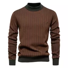 AIOPESON-pulôver de algodão com decote simulado masculino, suéter descascado quente masculino, novo design, outono e inverno - comprar online
