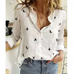 Lazer Branco Amarelo Camisas Botão Lapela Cardigan Top Lady Loose Long Sleeve Oversized Camisa Mulheres Blusas Outono Blusas Mujer na internet