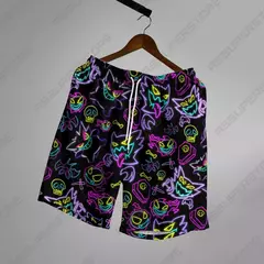 Calção de bolso casual masculino com cordão, desenho animado animal engraçado, streetwear respirável, calça praia, moda verão na internet