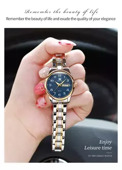 OLEVS-Relógio Quartzo de Luxo Feminino, Elegante, Aço Inoxidável, Luminoso, Impermeável, Data Semana, Vestido Feminino Relógio de Pulso