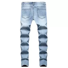 Jeans slim-fit rasgado e desbotado masculino, calça casual vintage na moda, estilo europeu e americano, S-XXXL, novo, 2024 na internet