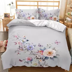 Elegante Flores Bedding Set, Bela Impressão 3D Consolador, Bedding Set, Rainha, Twin, Single Size, Capa de Edredão, Fronha, Presentes de luxo, Moda - Wolf Magazine