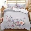 Elegante Flores Bedding Set, Bela Impressão 3D Consolador, Bedding Set, Rainha, Twin, Single Size, Capa de Edredão, Fronha, Presentes de luxo, Moda