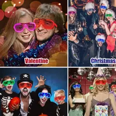 Óculos iluminados com led, 5 cores, formato de coração, óculos brilhantes que brilham no escuro, suprimentos para festa, lembranças de festa neon para crianças e adultos - comprar online