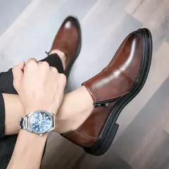 WAERTA-Mocassins de couro casual masculino, sapatos simples, calçado leve, sapatos de luxo com zíper, moda na internet