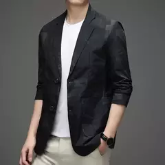Blazers e roupas de peito único para homens, jaqueta grande, casacos casuais, roupas da moda, plus size, azul, nova primavera na internet