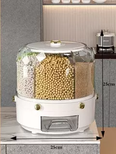 Cozinha Caixa De Armazenamento Com 360 Graus De Rotação, Distribuidor De Arroz, Selado, Cereal Seco, Balde De Grão, À Prova De Umidade, Recipiente De Alimento - loja online