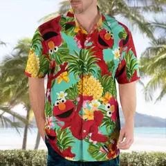 Camisa casual floral havaiana cartoo n masculina, camisa de manga curta 3D de grandes dimensões para praia, moda engraçada, venda quente, verão na internet