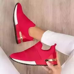 Imagem do Sapatos femininos de envergadura vulcanizada, tênis de cor sólida para senhoras, calçados casuais de malha esportiva feminina, 2024