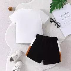 Conjunto de camiseta e shorts de manga curta King Stripe, roupa infantil, roupa de bebê recém-nascido, menino de 6-36 meses, verão na internet
