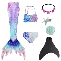 Novo verão crianças natação sereia cauda traje cosplay crianças princesa festa fantasia maiô pode adicionar monofin fin natal na internet