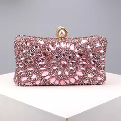 Sacos de noite completos dos diamantes, flor acrílica, embreagem dos strass, pérola do metal, baile luxuoso, bolsas do jantar do casamento - loja online