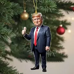 Natal acrílico pendurado ornamento para carro e árvore, pingente dos desenhos animados engraçados, Trump-Inspirado, presente perfeito do feriado, 1pc na internet