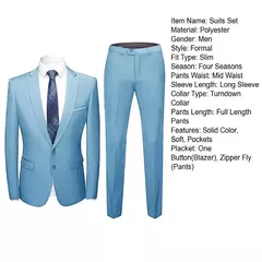 Conjunto de terno de peito único masculino, costura fina, lapela emagrecedora, noivo na moda, 1 conjunto