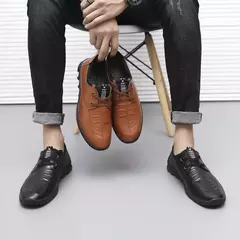 Sapato de couro macio masculino, sapatilha antiderrapante, mocassins formais, tênis casual confortável, vestido primavera, masculino, 2022