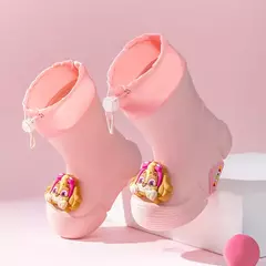 Sapatos de chuva impermeáveis Paw Patrol para meninos e meninas, Sapatos de borracha de tubo médio antiderrapante, Bunched Rain Boots