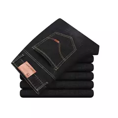 Homens de negócios calças jeans retro clássico denim calças casuais estiramento luxo jeans moda masculina denim pant homme - loja online