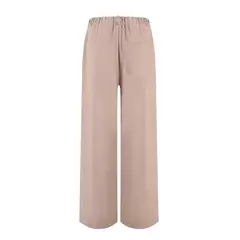 Calça larga de linho de algodão feminina, comprimento total, casual, monocromática, solta, cintura alta, reto, botão, verão - loja online