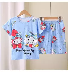 Novo verão crianças pijamas conjunto de 2 peças roupas de ar condicionado para meninos meninas bebê manga curta roupas para casa na moda