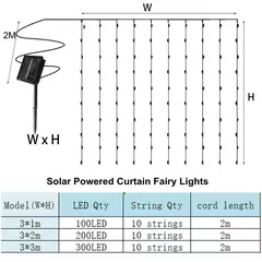 3m x 3m solar led cortina de luz da corda guirlanda luzes de natal casamento fada luz festa quintal jardim decoração iluminação do feriado na internet
