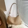 Saco de palha tecido Rattan para senhoras, sacola de grande capacidade, bolsa trançada artesanal, bolsa de ombro, moda