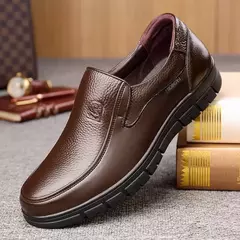 Sapatos casuais de couro genuíno para homens plataforma plana sapatos de caminhada ao ar livre mocassins tênis respiráveis sapatos feitos à mão