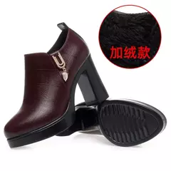Sapatos de plataforma antiderrapante de couro macio para mulheres, boca profunda - comprar online