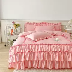 Microfibra cama Duvet Cover Set, Ruffle Duvet Cover, Rainha Gêmea, 100% Lavado, gasto Chic Farmhouse Pillow Shams, 3Pcs - comprar online