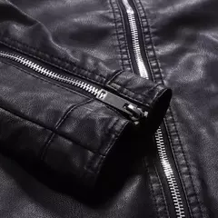 Jaqueta de couro falso masculina, casacos de couro PU masculino, outwear preto, 5XL, novo - loja online