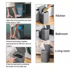 Imagem do Sensor automático lixeira, elétrico, Touchless, Smart Bin, cozinha, banheiro, balde impermeável, lixo com tampa, Home Wastebasket, 16L